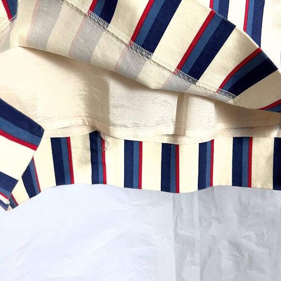 Brooks Brothers 346 Striped Mini Skirt Cotton Blend Cream Blue Red Women sz 12 - Picture 5 of 7